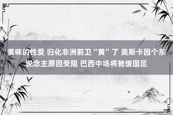 美味的性爱 归化非洲前卫“黄”了 奥斯卡因个东说念主原因受阻 巴西中场将驰援国足